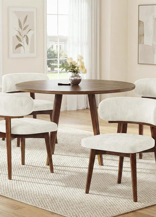 Set of 4 Contemporary Upholstered Dining Chairs with Ergonomic Curved Backrest and Wooden Frame for Dining Room