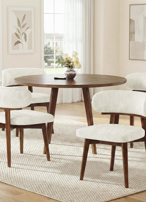 Set of 4 Contemporary Upholstered Dining Chairs with Ergonomic Curved Backrest and Wooden Frame for Dining Room