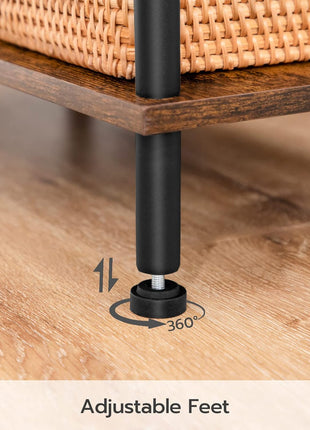 Rustic Brown End Table with Dual Storage Shelves, Compact Nightstand for Living Room and Bedroom, Sturdy Frame, Effortless Assembly