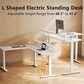 Electric L-Shaped Standing Desk, 59 Inch Height Adjustable Office Desk with Monitor Stand, Sit-Stand Desk with Power Outlets, Large Lift Table for Home, Office, Workstation, White