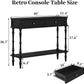 Console Table for Entryway with 2 Drawers-Minimal Assembly,Black Retro Entryway Table with Storage Cabinets and Open Shelf,Narrow Long Couch Table behind Sofa for Living Room,Foyer,Hallway