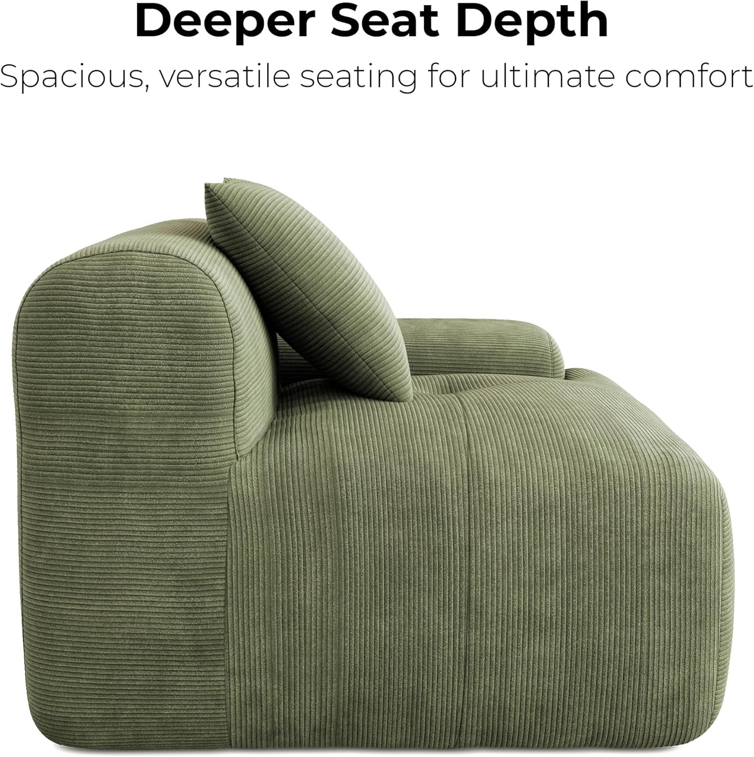 118" Modular Sectional Sofa with Ottoman, L-Shaped Boneless Couch with Deep Seat for Living Room, No Assembly Required, Corduroy Upholstery, Olive Green