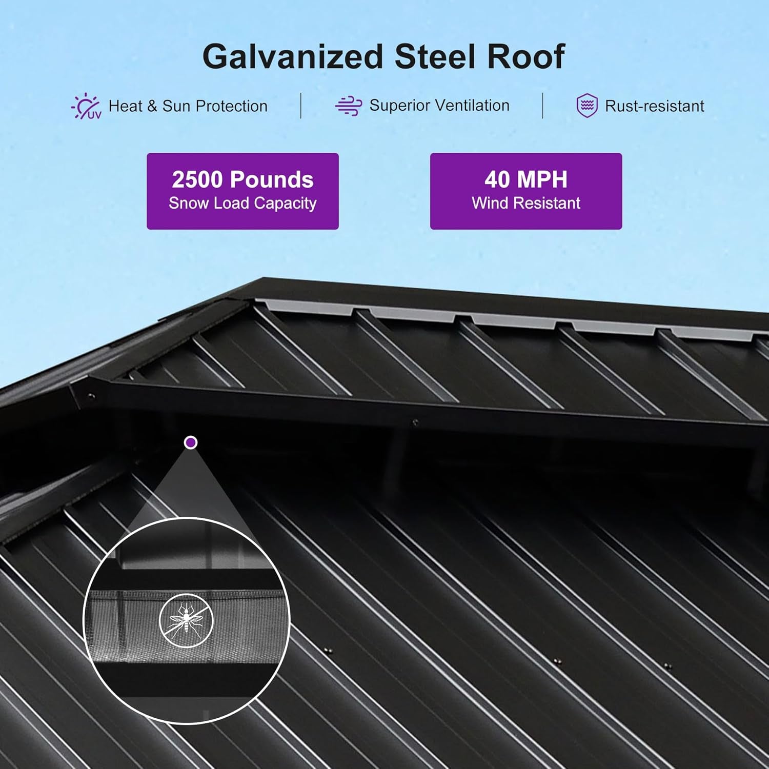 12' X 16' Outdoor Hardtop Gazebo for Patio Galvanized Steel Double Roof Permanent Canopy Aluminum Frame Pavilion Gazebo with Netting