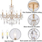 Crystal Gold Chandelier, Glass Crystal Hanging Pendant Lighting, 5 Light French Country Gold Crystals Chandelier for Ceiling Medallions,Wedding,Dining,Kitchen, Foyer,Dia 20'' Golden
