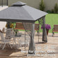 10' X 11.5' Metal Patio Gazebo, Double Roof Outdoor Gazebo Canopy Shelter with Tree Motifs Corner Frame and Netting, for Garden, Lawn, Backyard, and Deck, Gray