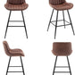 Brown Bar Stools Set of 2, Fabric Upholstered Barstools Armless, 24 in Bar Stool Bar Height, Black and Brown Barstools for Home Bar, Coffee Bar.