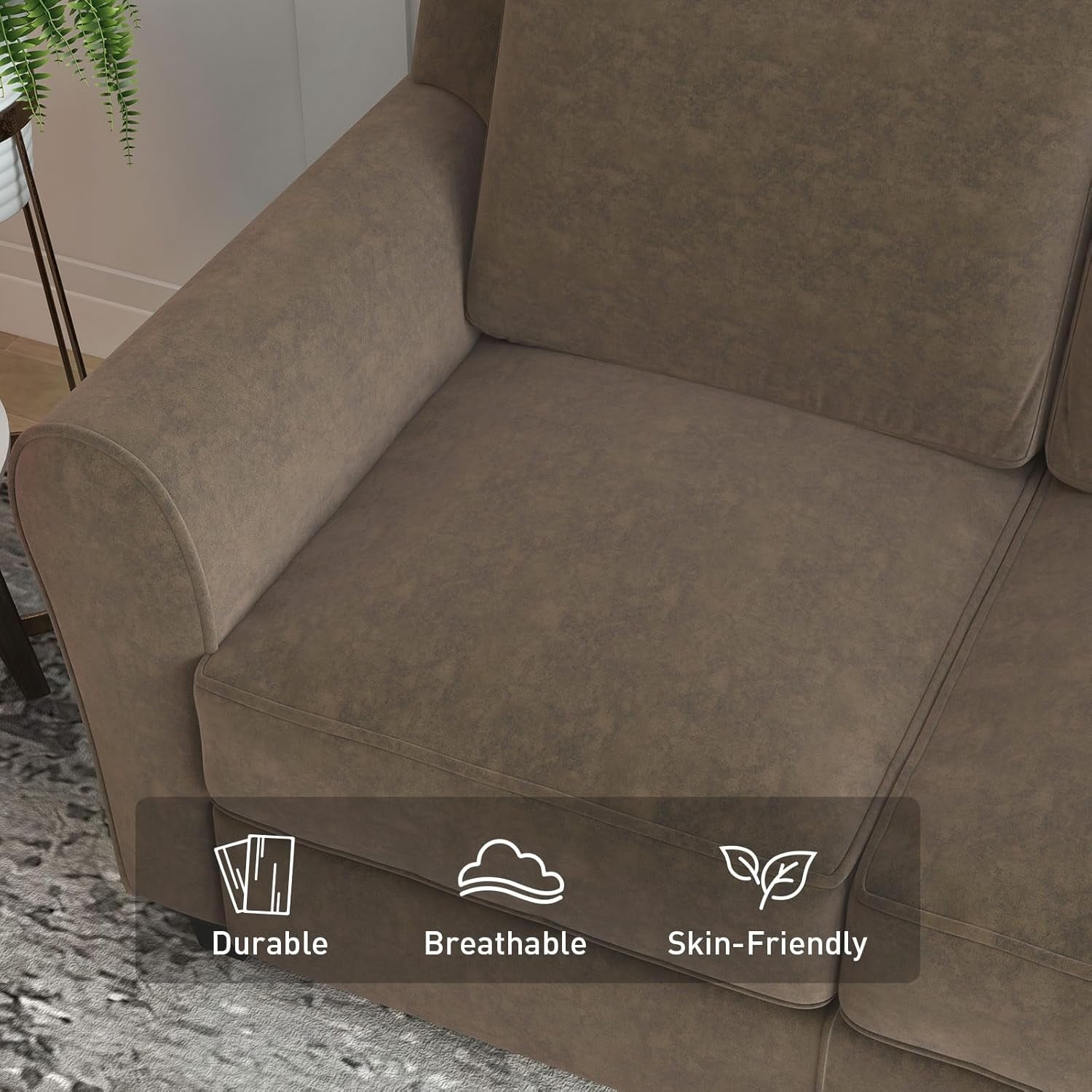 58" Brown Loveseat Sofa Couch for Living Room, 2 Seater Love Seat for Small Spaces, Modern Couch with Thick Cushion for Home Apartment Office