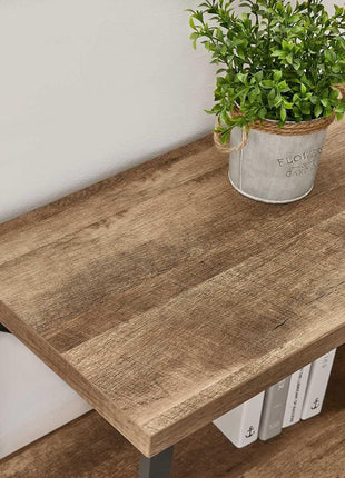 55-Inch Vintage Oak Industrial Console Table - 3-Tier Hallway Table for Entryway and Living Room