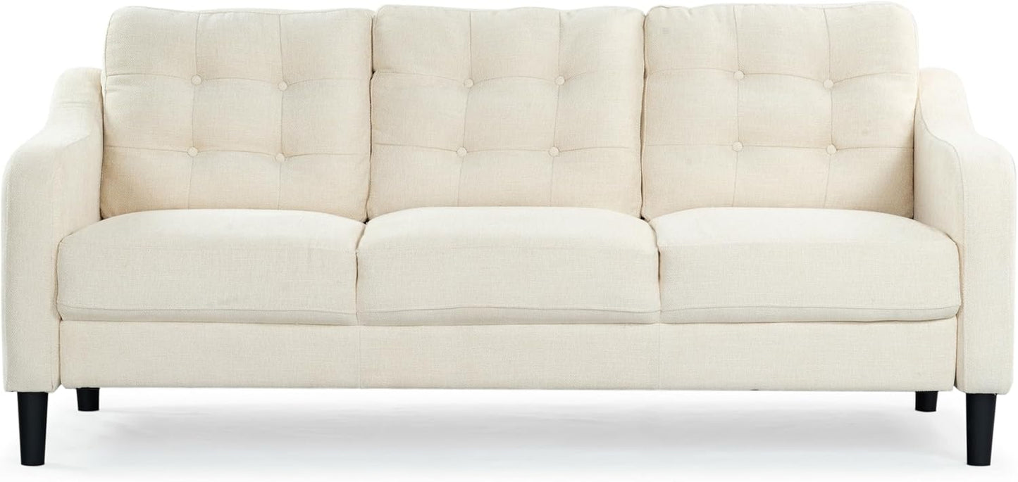Couture Furniture Collection Nathaniel Cream Tufted 3-Seater Sofa