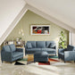 83" Couches for Living Room, Comfy Sofas for Living Room, Teddy Sofa Couch, Tool-Free Setup Loveseat Sofa, All-Wood Love Seat Couches, Small Couch 2 Pillows Included, Blue Grey