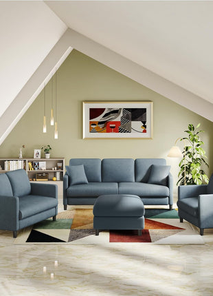 51" Compact Loveseat Sofa in Blue Grey - Comfortable Teddy Upholstery for Living Room and Bedroom, Tool-Free Assembly, All-Wood Construction, No Pillows Included