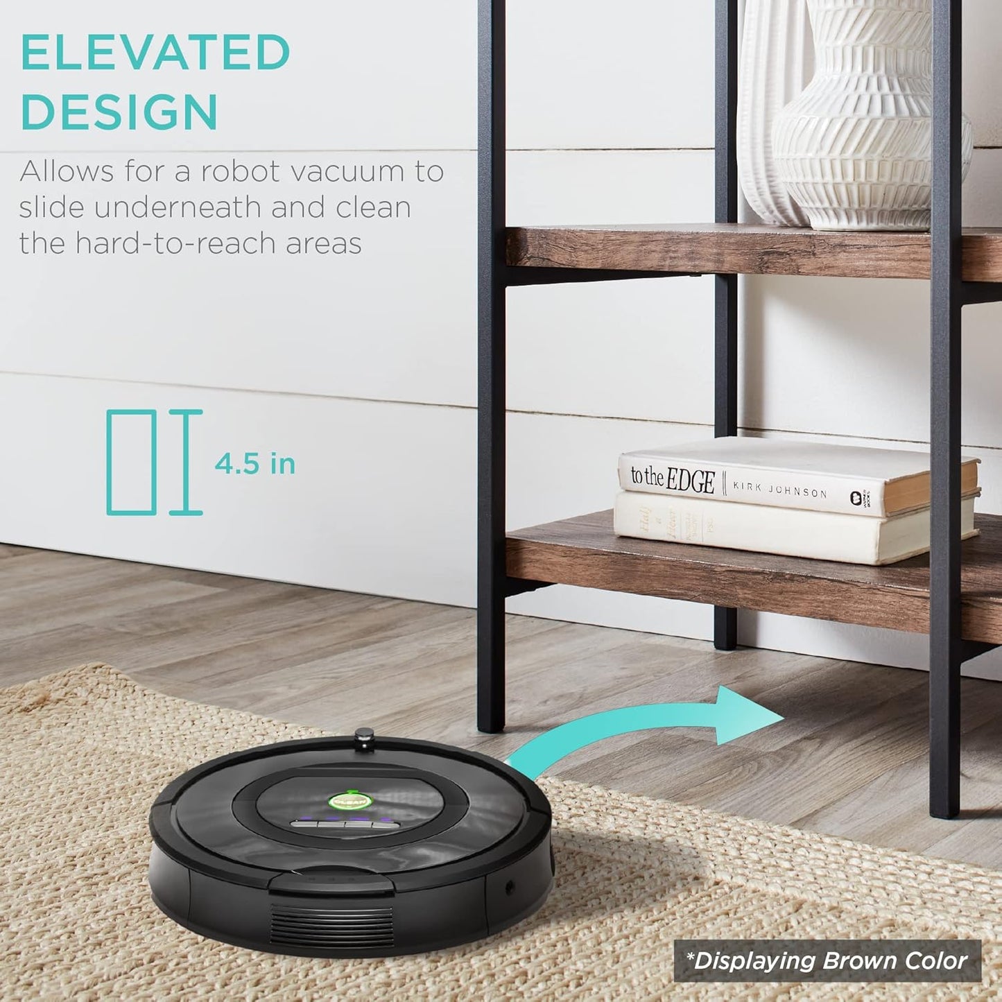 Large Console Table, 4-Tier 55In Rustic, Industrial Sofa Table Storage for Living Room, Entryway, Foyer, Hallway W/Eva Non-Scratch Feet, Steel Frame - Brown