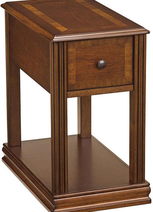 Ashley Signature Design Breegin Chairside End Table with Drawer and Fixed Shelf in Brown Finish, Dimensions: 13.13" W x 22.13" D x 23" H