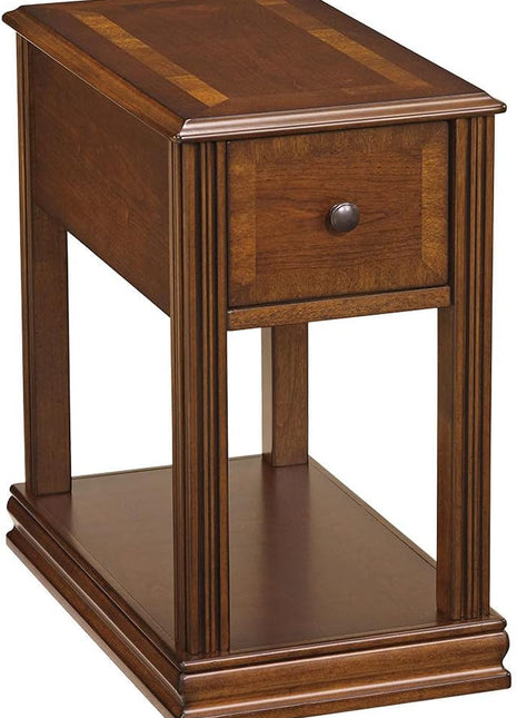 Ashley Signature Design Breegin Chairside End Table with Drawer and Fixed Shelf in Brown Finish, Dimensions: 13.13" W x 22.13" D x 23" H