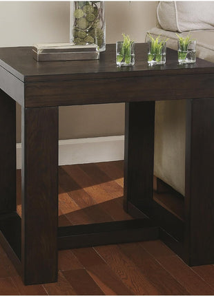 Signature Design by Ashley Watson Classic Oversized Square End Table in Dark Brown Finish