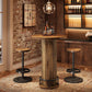 round Bar Table with Chairs, Industrial Bistro Sets with 2 Barstools, Pub Cocktail Table with Metal Ring Footrest for Kitchen Nook, Apartment, Small Space