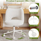 Vanity Chair with Wheels Armless, White Vanity Chair with Back,Ultra-Plush Fleece Cute Desk Chair, Small Office Chair Height Adjustable,For Make-Up Room,Bedroom