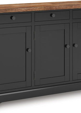 Wildenauer Farmhouse Dining Buffet with Drawers and Adjustable Shelves, Light Brown and Black Finish by Signature Design by Ashley