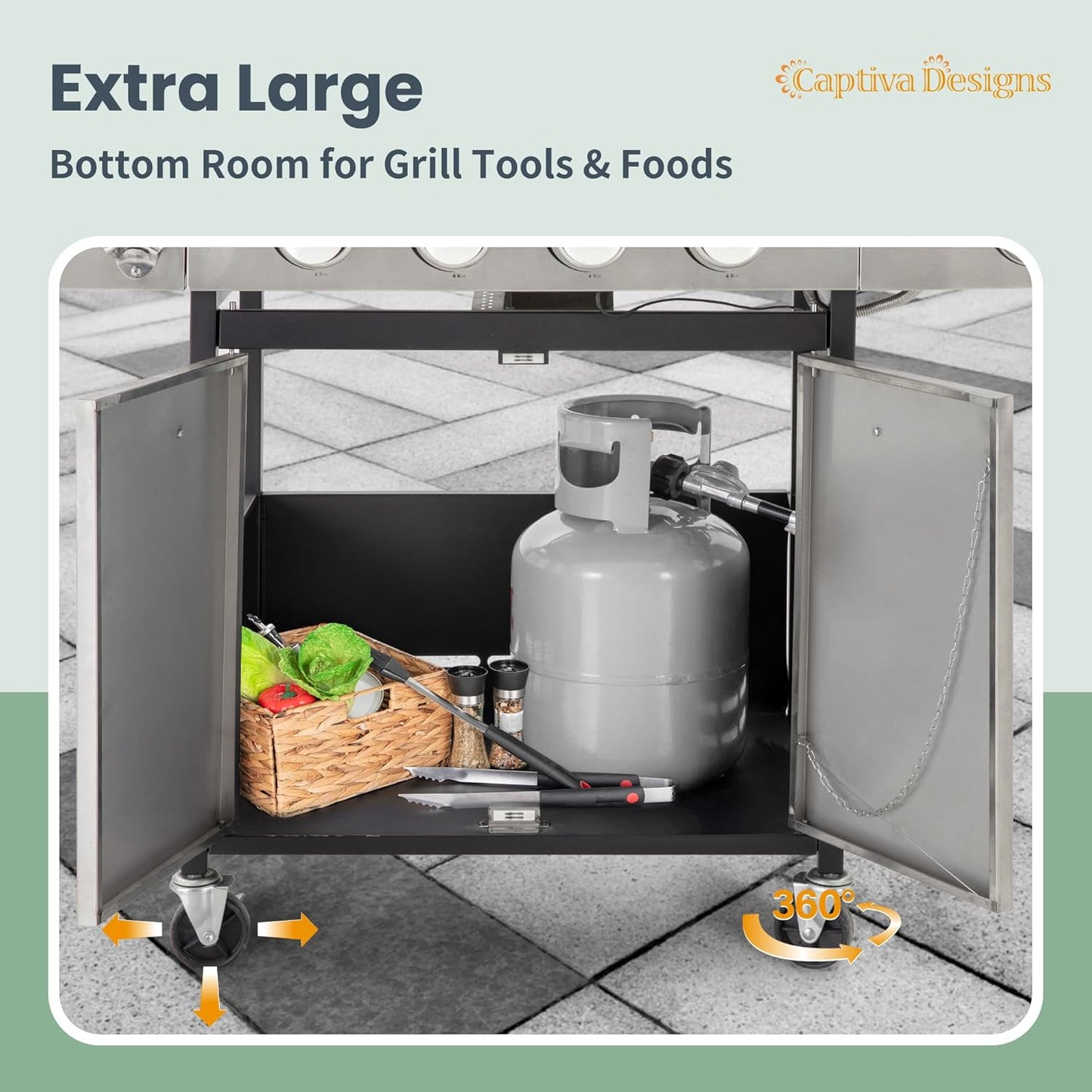 4-Burner Propane Gas BBQ Grill with Side Burner & Porcelain-Enameled Cast Iron Grates, 42,000 BTU Output Stainless Steel Grill for Outdoor Cooking Kitchen and Patio Backyard Barbecue