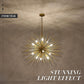 35In Gold Sputnik Chandelier 12-Light Starburst Chandelier Light Fixture Solid Metal Mid-Century Modern Satellite Light Fixture for High Ceiling Living Room Dining Room Foyer, E12