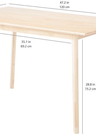 FSC Certified Solid Wood Rectangular Dining Table, Easy Assembly, Dimensions: 29.5"D x 47.2"W x 29.5"H, Natural Finish