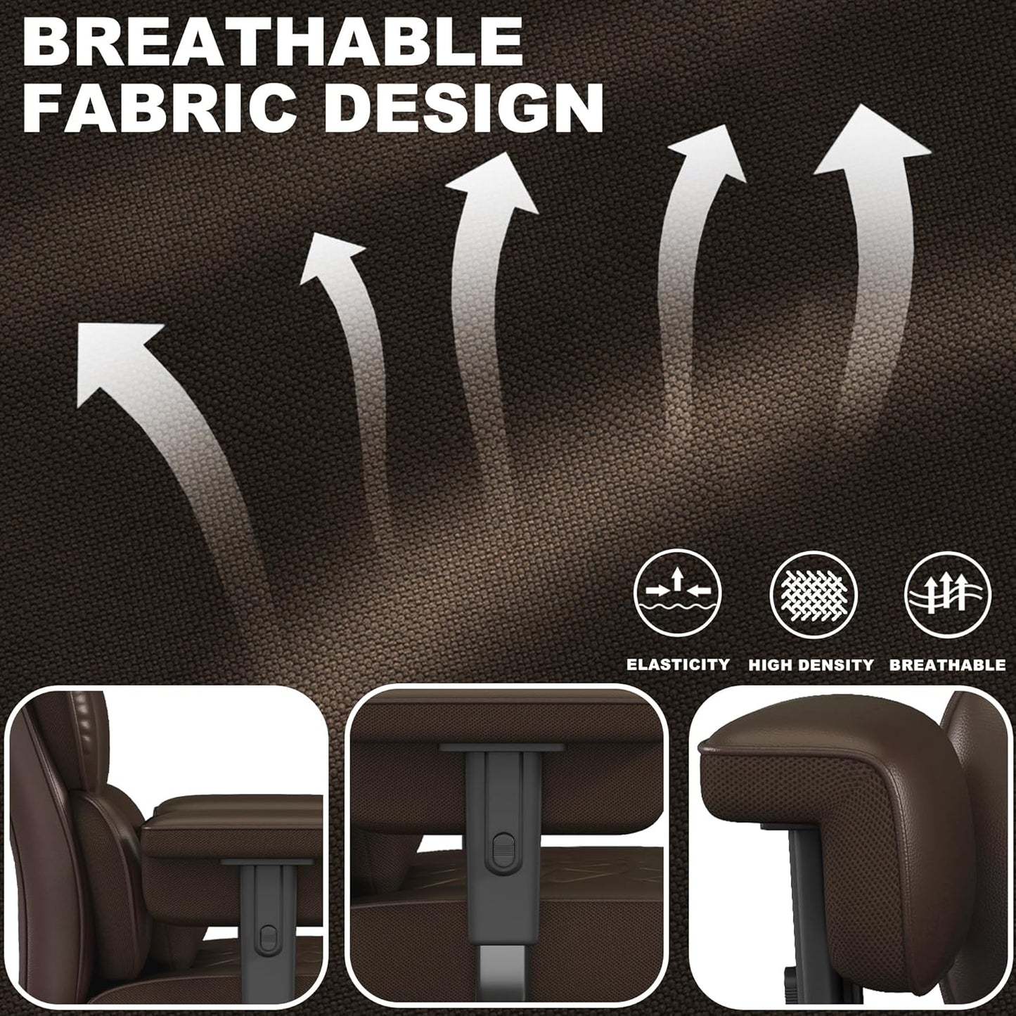 Big and Tall Office Chair with Footrest, High Back Executive Desk Chair with Adjustable Lift Armrest, 155°Recline，Lumbar Support Pillow, Faux Leather Gaming Chairs for Home or Office Brown