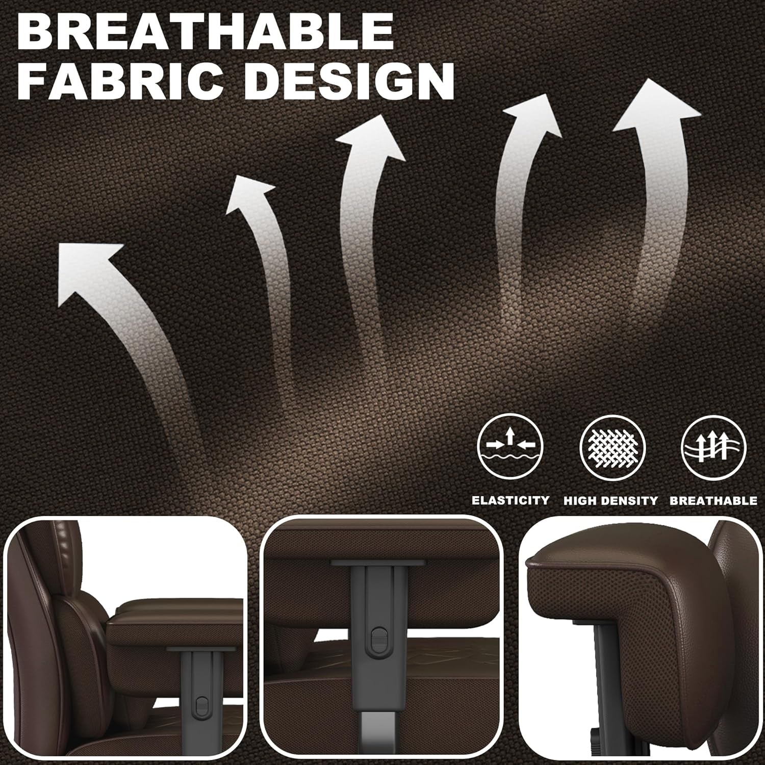 Big and Tall Office Chair with Footrest, High Back Executive Desk Chair with Adjustable Lift Armrest, 155°Recline，Lumbar Support Pillow, Faux Leather Gaming Chairs for Home or Office Brown