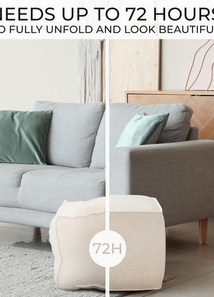 Elegant Boucle Pouf Ottoman - Lightweight Comfort and Style for Modern Living Room Aesthetics - Round Foam-Filled Foot Stool for Relaxation
