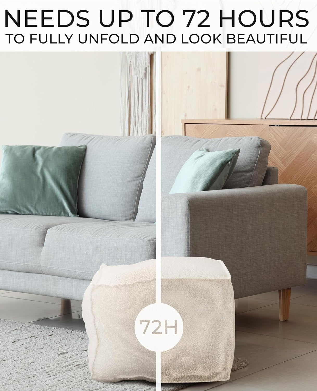 Beautiful Boucle Pouf Ottoman and Foot Rest - Elevate Your Living Room Decor with Lightweight Comfort and Charm - a round Modern Foam Filled Foot Stool Perfect to Rest Your Feet