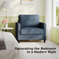 Sofa Accent Chair, 33" Reading Chair for Bedroom, Tool-Free Setup Living Room Accent Chairs, Comfy Arm Chairs Living Room, All-Wood Reading Nook, Blue Grey