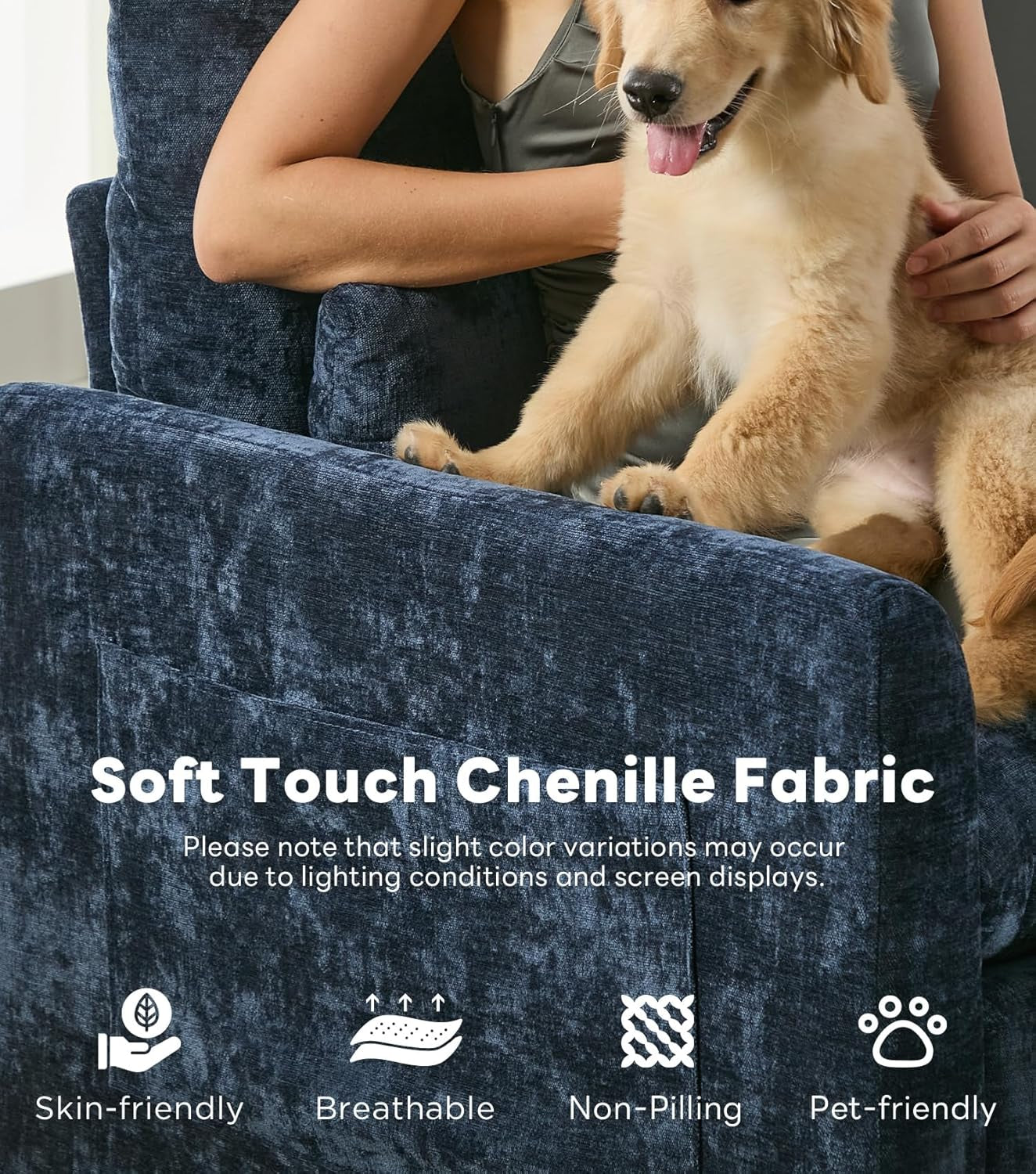 89" Cloud Modern Sofa, Comfy 3-Seater Couch W/Pillows, Pocketed Spring Seats, Plush Foam Cushions, Chenille Fabric Removable Cover, Soft Upholstered Living Room Furniture Home Apartment, Blue | Ultra Soft Cushions, Dual-Layered Cushion, Pocket Spring, Cloud Comfort, Premium Chenille