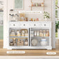 Buffet Cabinet with Storage, 52.7" Large Sideboard Buffet Cabinet, White Kitchen Cabinet with 3 Drawers and 4 Doors, Wood Coffee Bar for Kitchen Dining Room, White