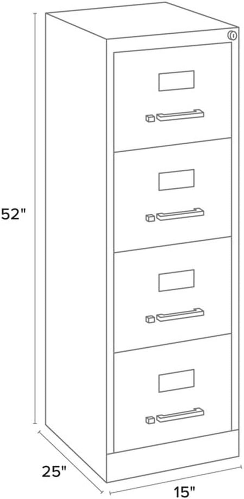 4 Drawers 52" Vertical Black Metal Filing Cabinet Lockable Pre-Assembled Stationary Letter Size for Home, Office