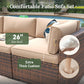 8 Piece Patio Furniture Set with 44” Fire Pit Table Wicker Rattan Outdoor Sectional Sofa Set with Coffee Table and Thickened Cushions, Beige (Waterproof Cover Included)