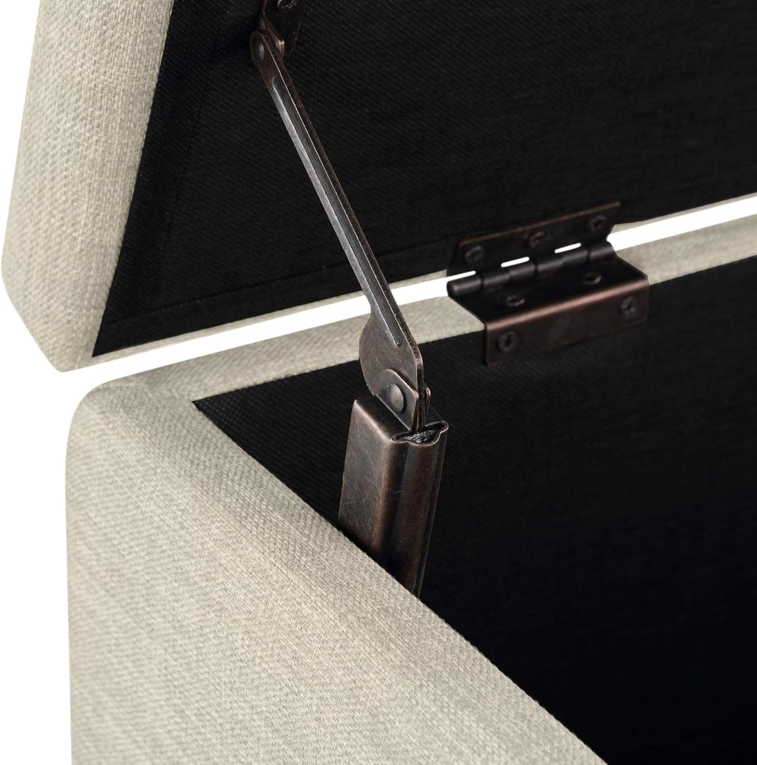 Upholstered Storage Rectangular Ottoman and Entryway Bench, Polyester, Beige, 35.5"W X 16.5"D X 17"H