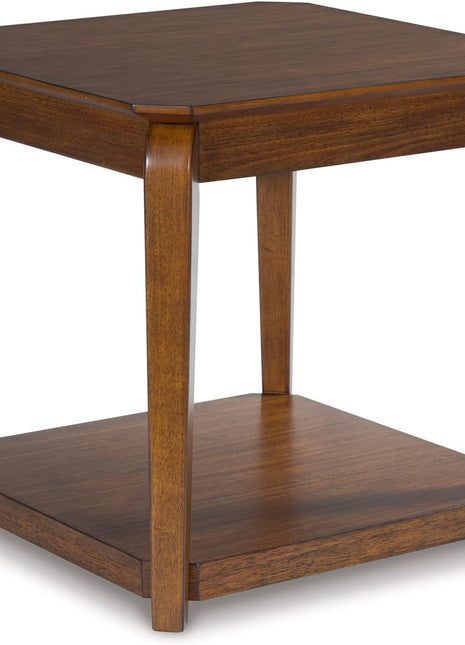 Trenmour Mid-Century Modern End Table with Open Lower Shelf in Light Brown Finish by Signature Design by Ashley