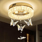 Butterfly Chandelier Gold 12In Modern Crystal Raindrop Chandelier Lighting Flush Mount Ceiling Chandeliers for Living Room 3XGU10